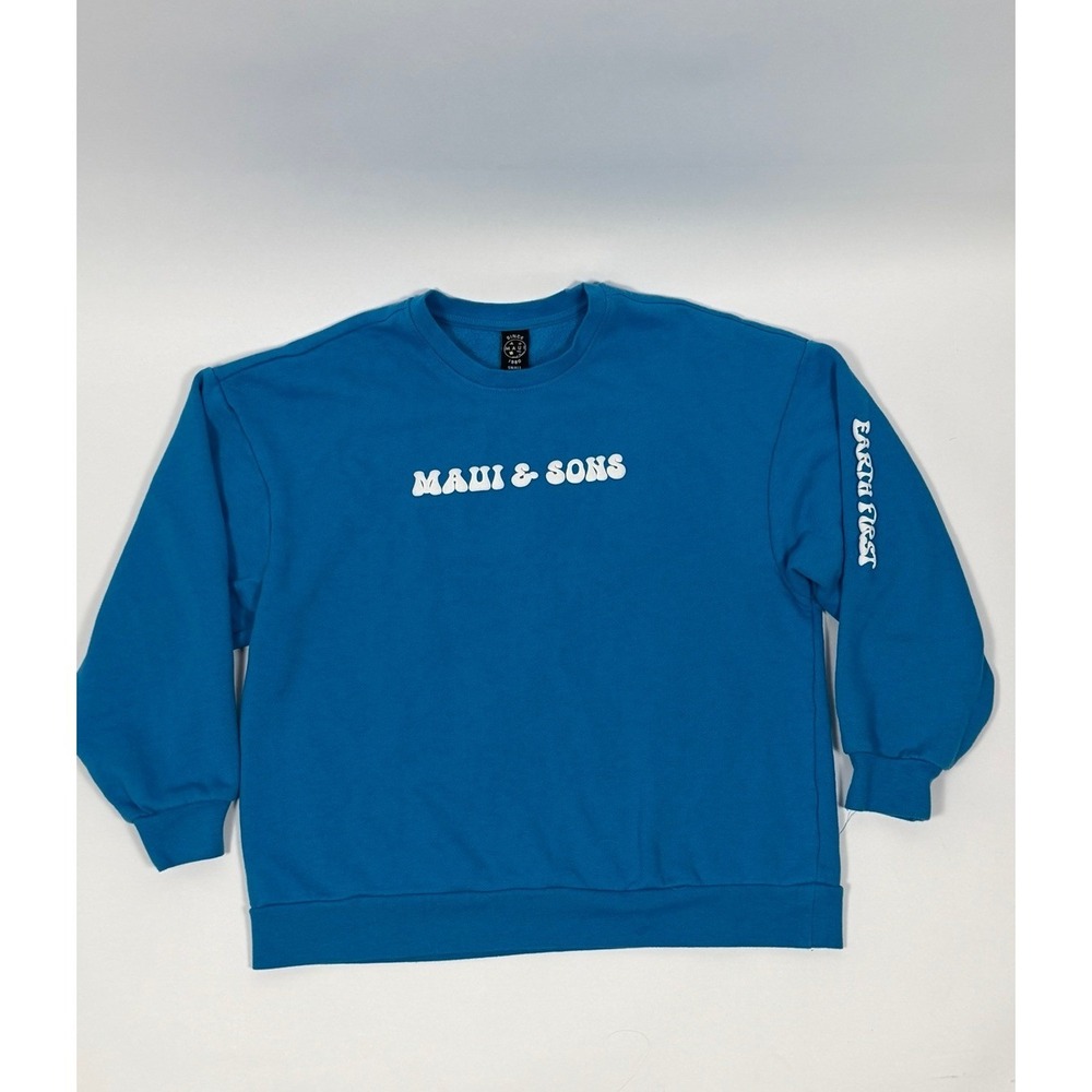 Vintage Maui & Sons "Earth First" Graphic Sweatshirt – Blue – Size Small